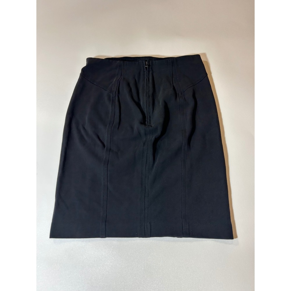 Ann Taylor Pencil Skirt Womens 2 Black Excellent Back Zip Stretchy Workwear